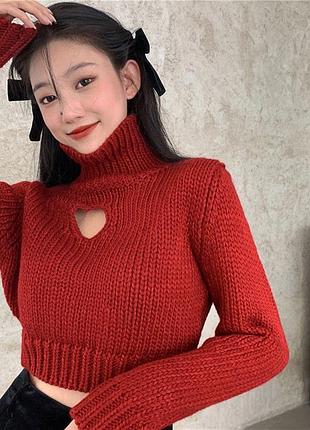 Теплий вʼязана світер кофта светр гольф з вирізом cider