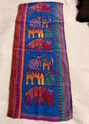 Вінтажний прямокутний шарф laurel burch multicolor jungle birds зі 100% шовку, колір y2k