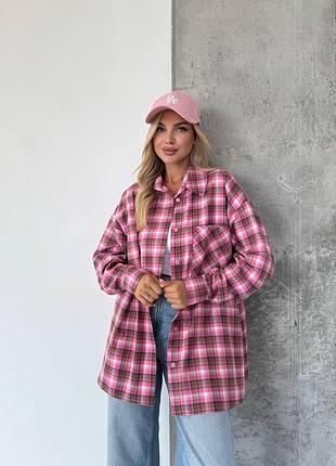 Стильная рубашка оверсайз в клетку