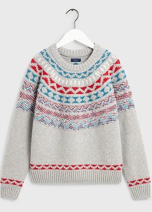 Gant светр розмір м вовна оригінал сірий з узором вільного крою оверсайз