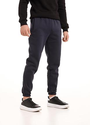 Мужские зимние брюки джоггеры трехнить с начесом pobedov 007 темно-синий