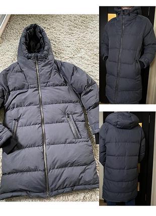 Шикарний подовжений чоловічий  куртка /пальто пуховик,bershka,p.s-m