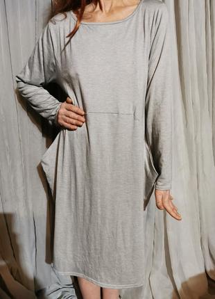 Платье трикотажное миди стрейч оверсайз с карманами из вискозы5 фото
