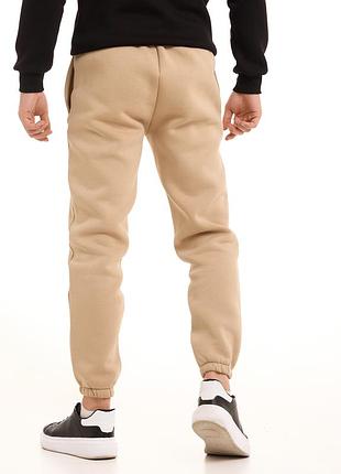 Мужские зимние брюки джоггеры трехнитка с начесом pobedov 007 бежевый