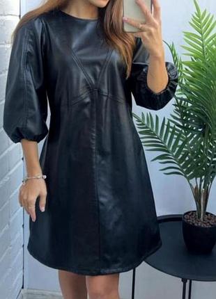 Шкіряне стильне жіноче  плаття