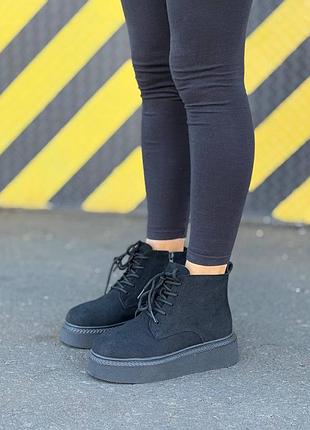 Женские качественные и стильные ботинки черные