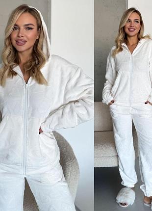 Тепла жіноча махрова піжама домашній махровий костюм для дому