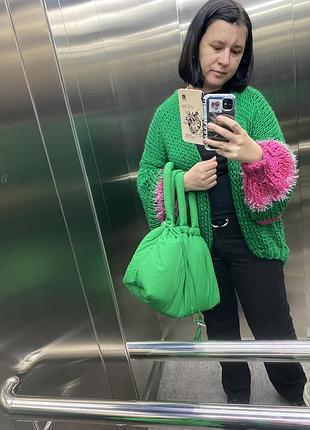 Зелений вʼязаний светр plus size