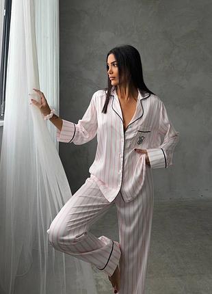 Піжама жіноча у смужку vs рожева s m l xl
