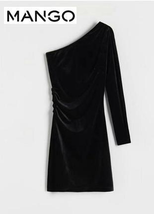 Стильное черное коктейльное велюровое платье, вечернее платье бархатное mango m