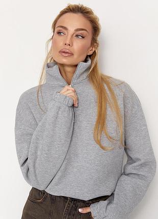 Теплий спортивний світшот із блискавкою на горловині