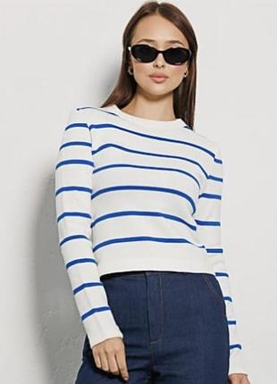 Светр, колір молочний, смужка -електрик, розмір l, стан - новий