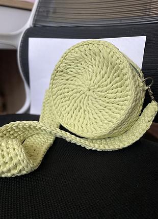 Сумка вʼязана ручної роботи текстиль зелена