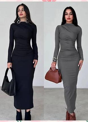 , женское платье-миди с драпировкой
