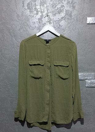 Жіноча сорочка на ґудзиками кольору хакі