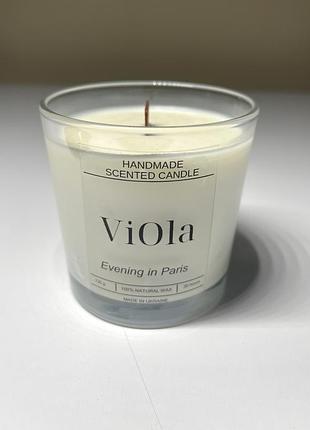 Ароматна свічка viola "evening in paris" — ручна робота, натуральний віск