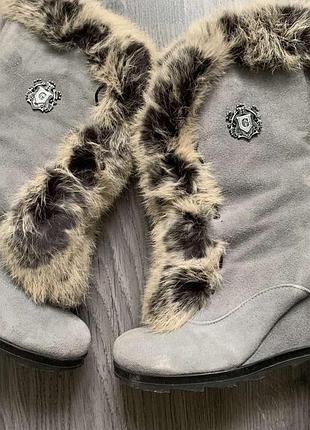 Сапоги зимові натуральна замша на танкетці