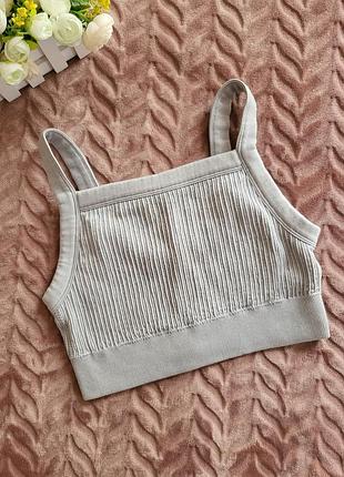 Спортивный топ offline серый на бретельках с утяжкой в рубчик