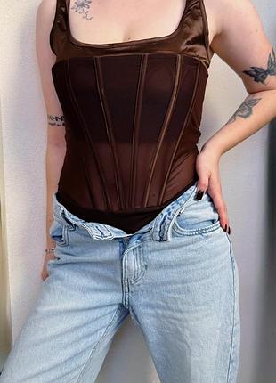 Боді missguided, шоколадного кольору, розмір m