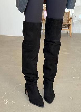 Стильні замшеві ботфорти з натурального велюру