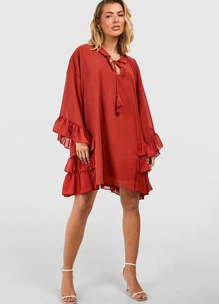 Платье бохо кирпичное