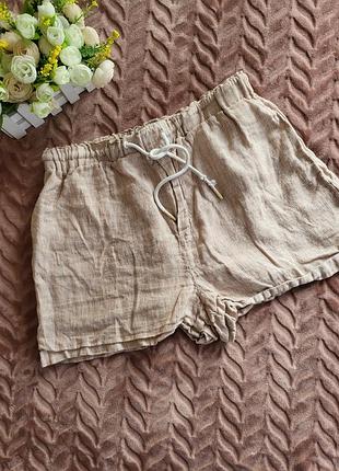 Легкие льняные шорты mng юна бежевые