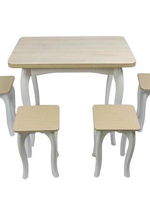 Обеденный столовый комплект "дуб шамони" светлый с ножками кабриоль