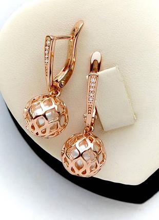 Позолоченные серьги подвески шарики жемчуга медицинское золото позолоченное серьги подвески слой жемчуг медзолото