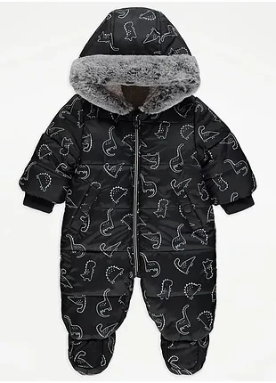 Детский зимний цельный комбинезон для новорожденных мальчиков george черный (25101011)