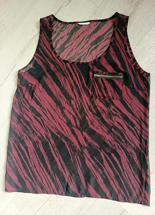 Легкая невесомая шифоновая блузка майка с тигром принтом