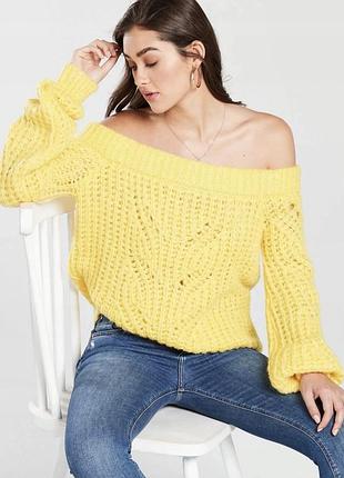 Жовтий теплий вовняний обʼємний светр