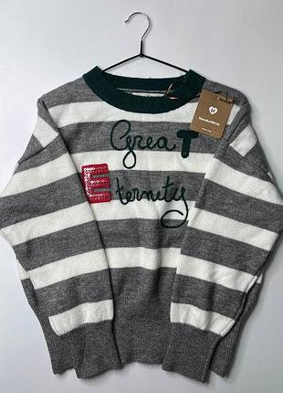 Свитер в полоска norah &amp; olivia серо-белый