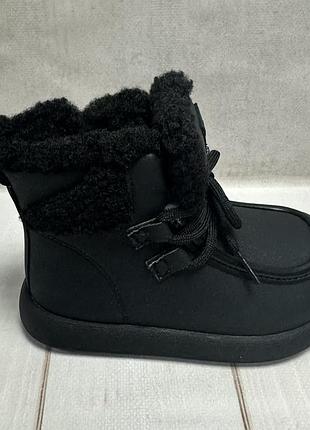 Детские зимние ботинки лоферы на овчине lilin черные 27-29