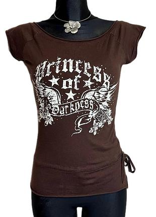 Винтажный топ на резинке princess of darkness vintage 2000s y2k rock с стразами