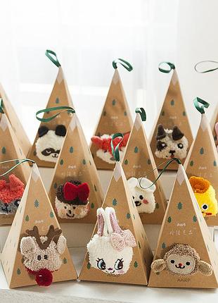 Новорічні шкарпетки махрові у вигляді тварин ( ялинкова іграшка )