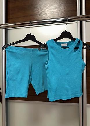Летний набор в рубчик майка и бриджи 7/9 лет