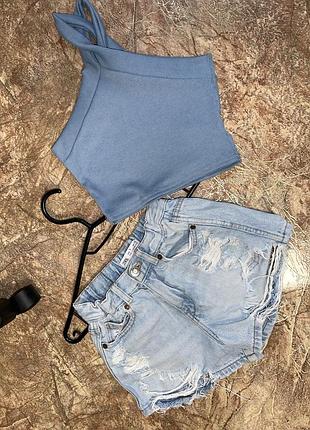 Джинсовые шорты некст и майка в подарок 122/134 см