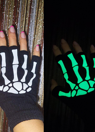 Хэллоуин / вечеринка / подарок. перчатки с светящимися костями