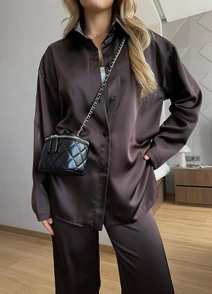 Шовковий костюм сорочка з брюками