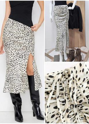 Легкая юбка миди ♥️ на затяжке с разрезом, женская