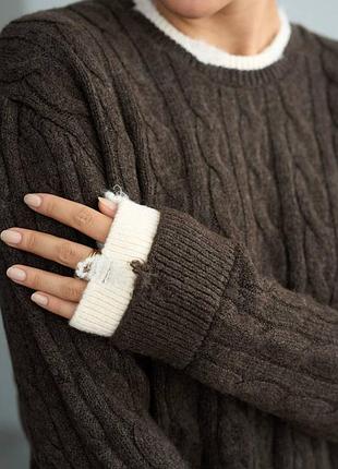 Светр жіночий коричневий в'язаний осінній весняний зимовий