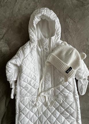 Демісезонний конверт комбінезон для автокрісла конверт на виписку + тепла шапочка