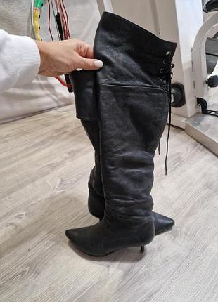 Ботфорты женские кожаные на шпильке