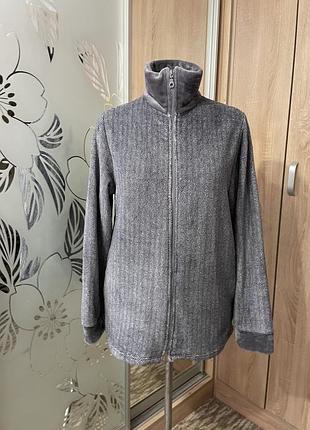 Тепла подовжена плюшева кофта 48-50 розмір