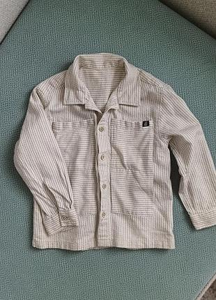 Рубашка на мальчика, плотный лён, состояние идеальна, 110 см.