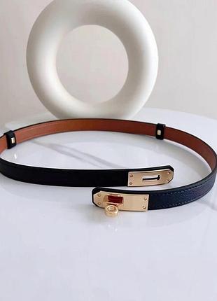 Новий тонкий жіночий чорний пояс /ремінь/ ремінець/ ремень в стилі hermes