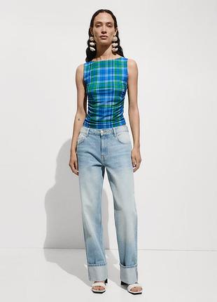 Прямі джинси mango підкочені рівні