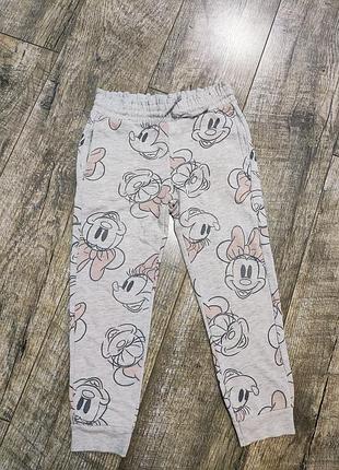 Брюки, джоггеры утепленные, с начесом, george, minnie mouse, р. 110-116, 5-6 лет, длина 66см