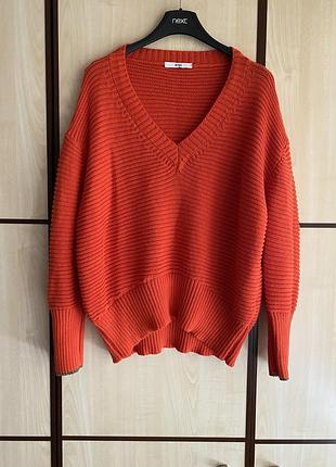 Свитер пуловер вязаный красный tu ange