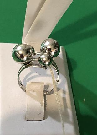 Срібна каблучка 925 проби куля, з покриттям родія